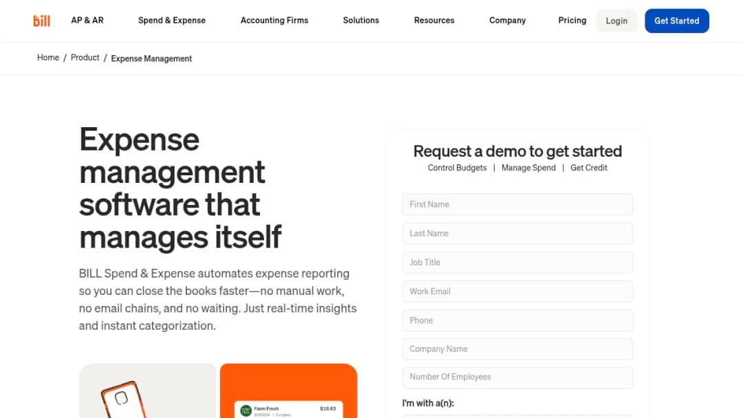 Bill.com Expenses screenshot