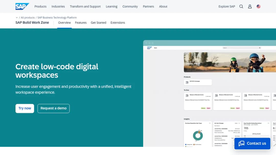 SAP Build Work Zone screenshot