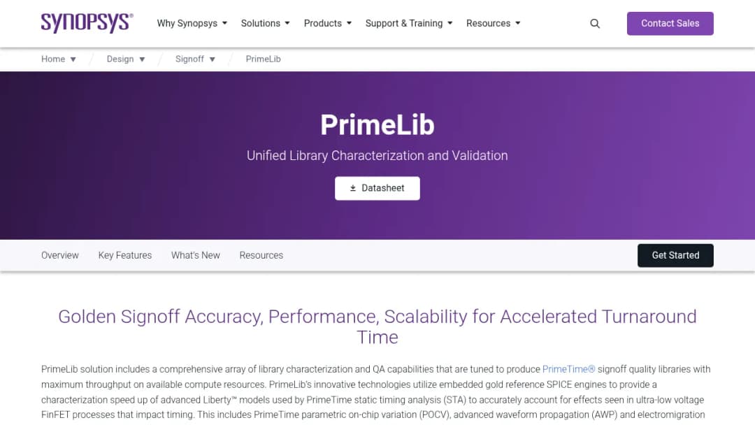 Synopsys PrimeLib screenshot