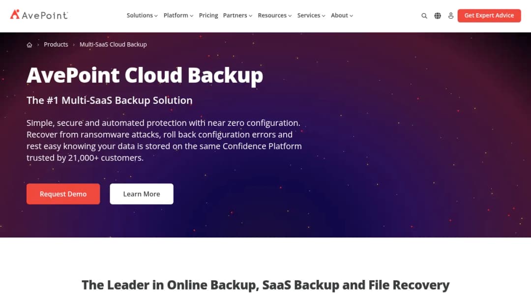 AvePoint Cloud Backup screenshot