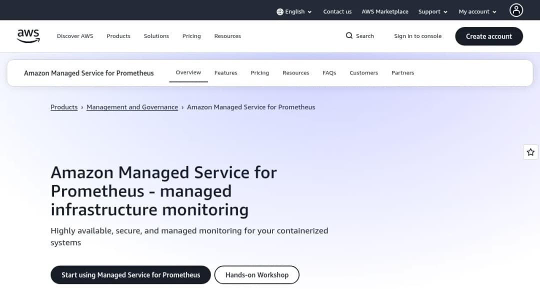 Amazon Managed Service for Prometheus screenshot