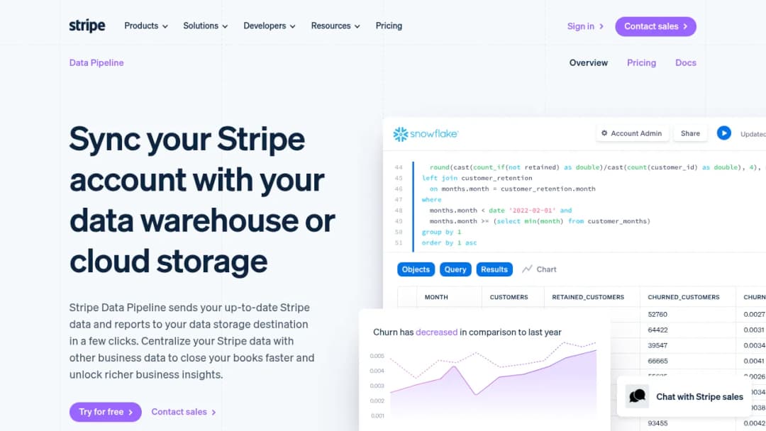 Stripe Data Pipeline screenshot