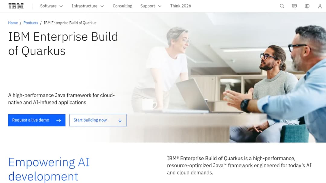 IBM Enterprise Build of Quarkus screenshot