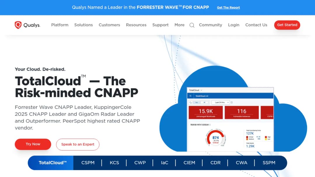 Qualys TotalCloud screenshot