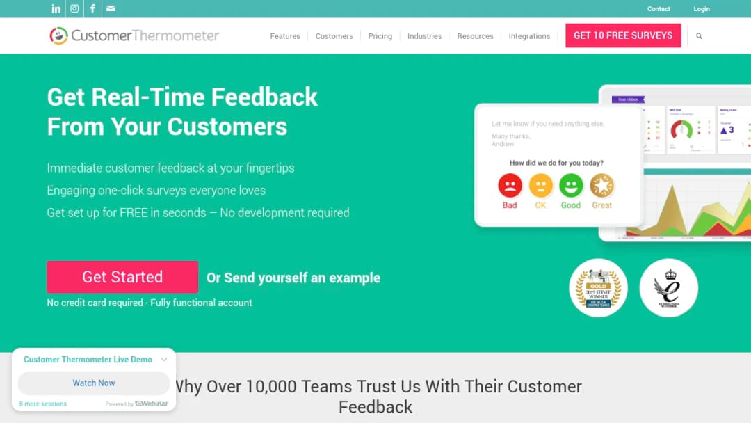Customer Thermometer screenshot