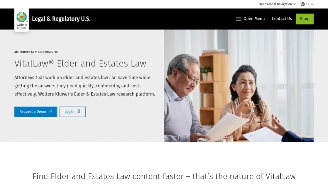 Wolters Kluwer VitalLaw® Elder and Estates Law screenshot