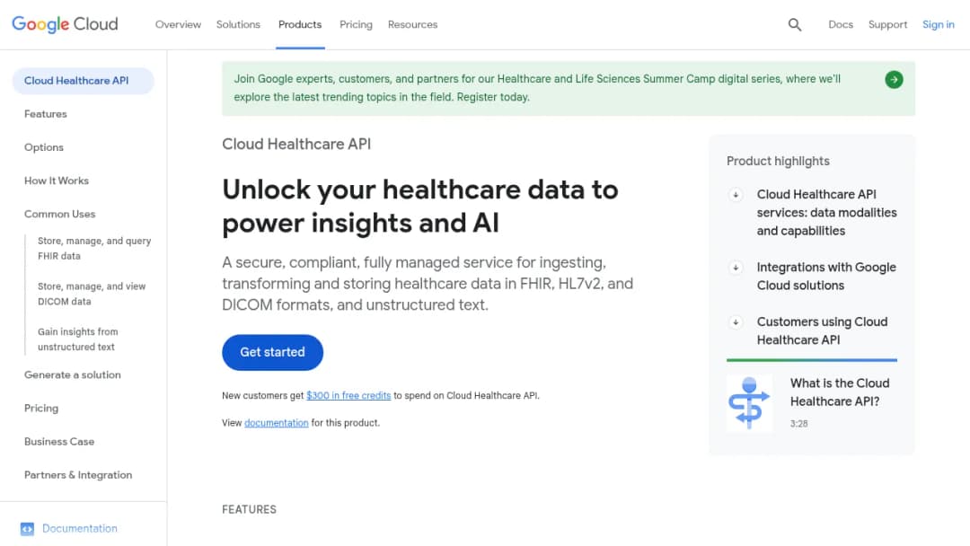 Cloud Healthcare API screenshot