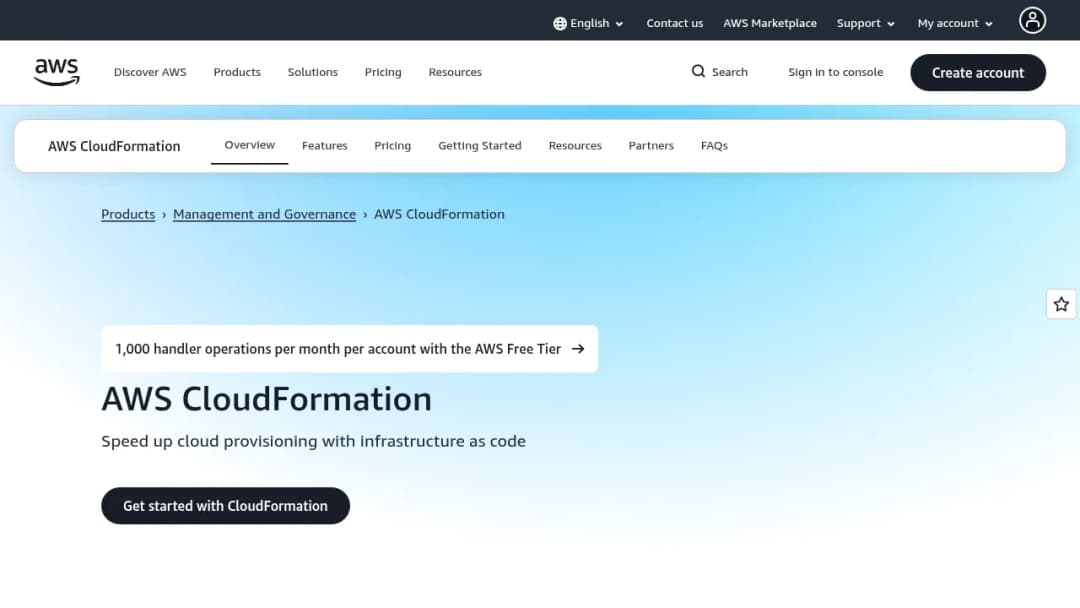 AWS CloudFormation screenshot