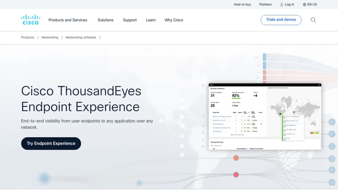Cisco ThousandEyes End User Monitoring screenshot