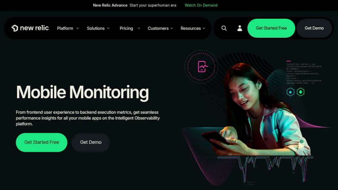 New Relic Mobile Monitoring screenshot