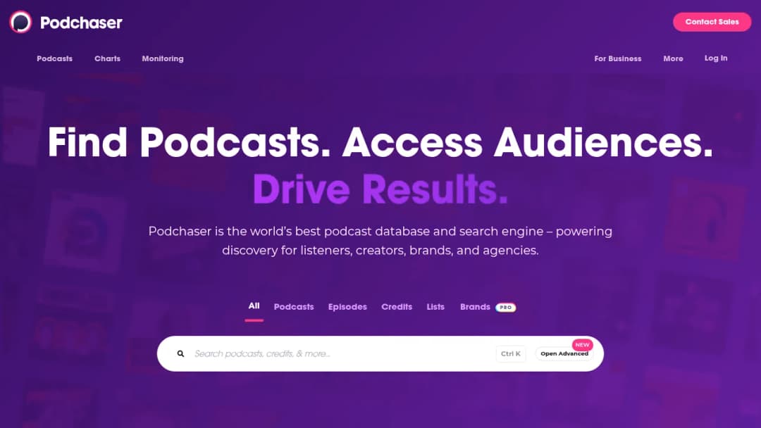 Podchaser screenshot