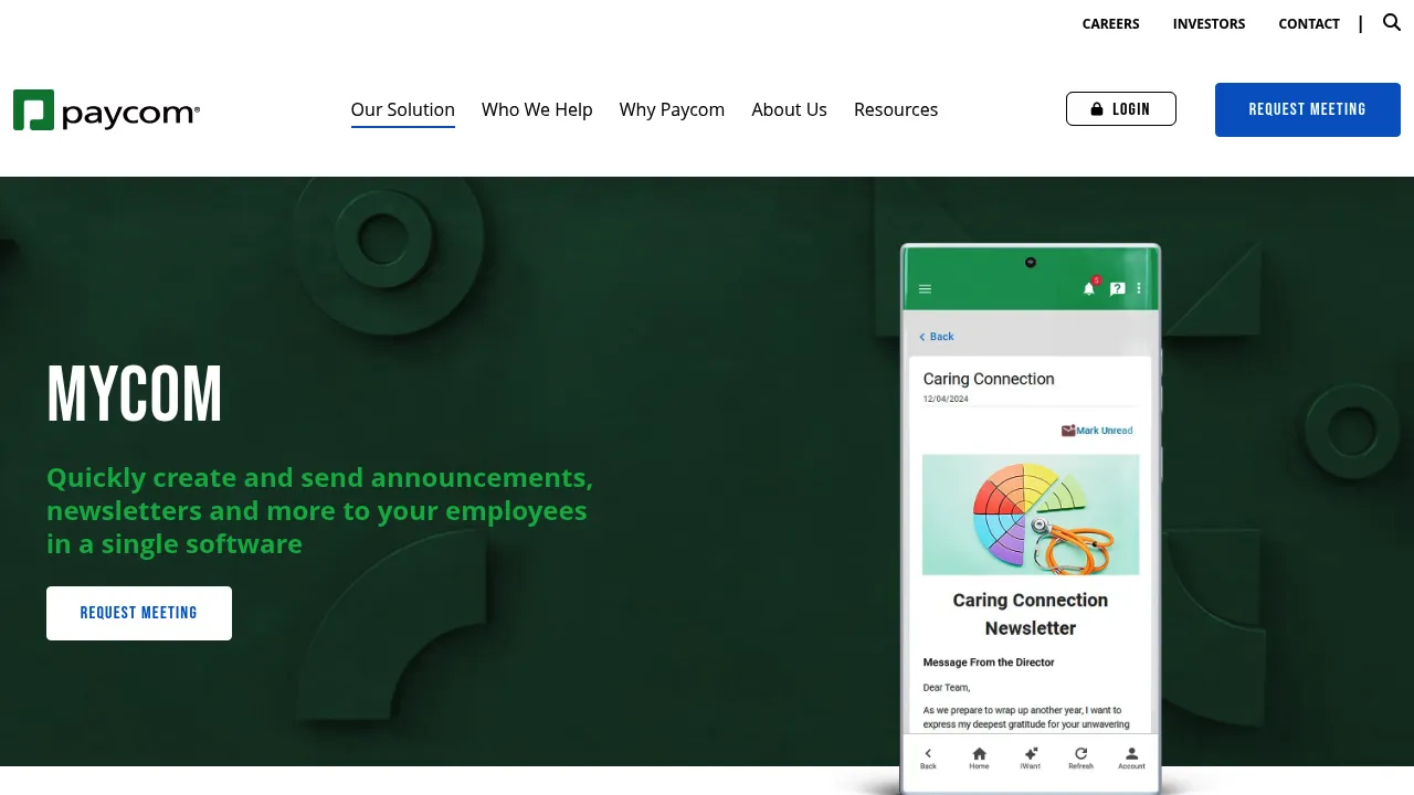 Paycom MyCom screenshot