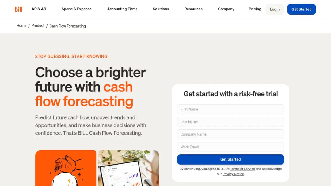 Bill.com Cash Flow Forecasting screenshot