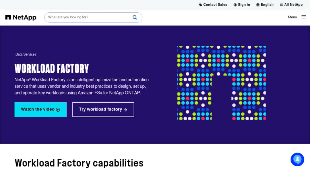 NetApp Workload Factory - AWS screenshot