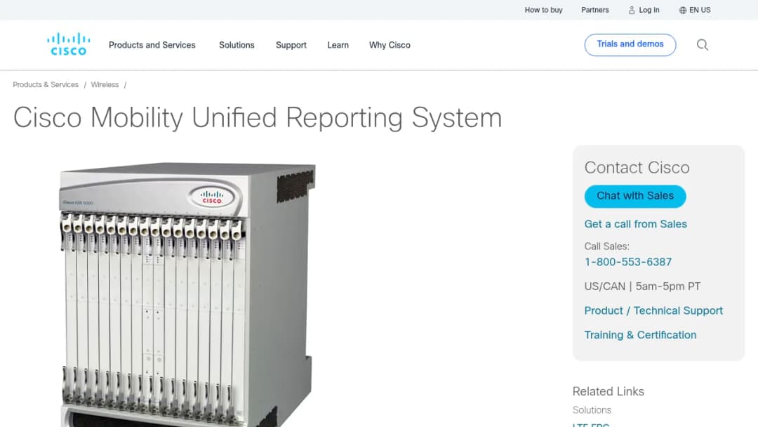 Cisco Mobility Unified Reporting System screenshot
