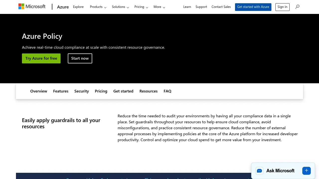 Azure Policy screenshot