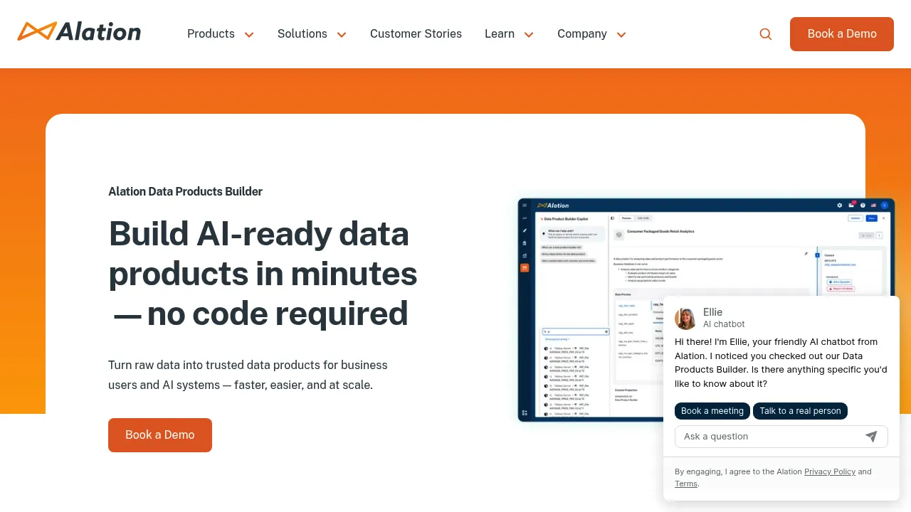 Alation Data Products Builder Agent screenshot