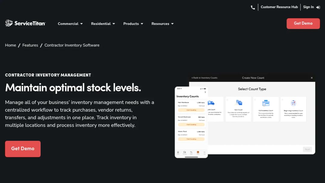 ServiceTitan Purchasing & Inventory screenshot