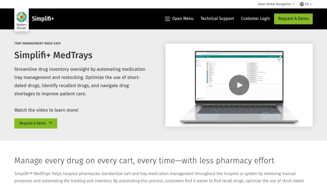 Wolters Kluwer Simplifi+® MedTrays screenshot