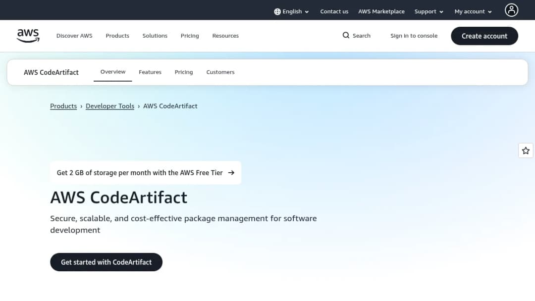 AWS CodeArtifact screenshot