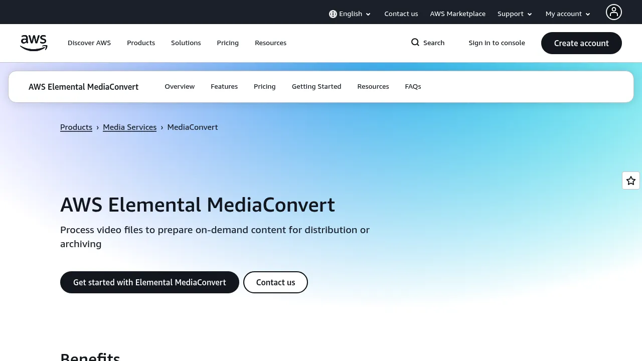 AWS Elemental MediaConvert screenshot