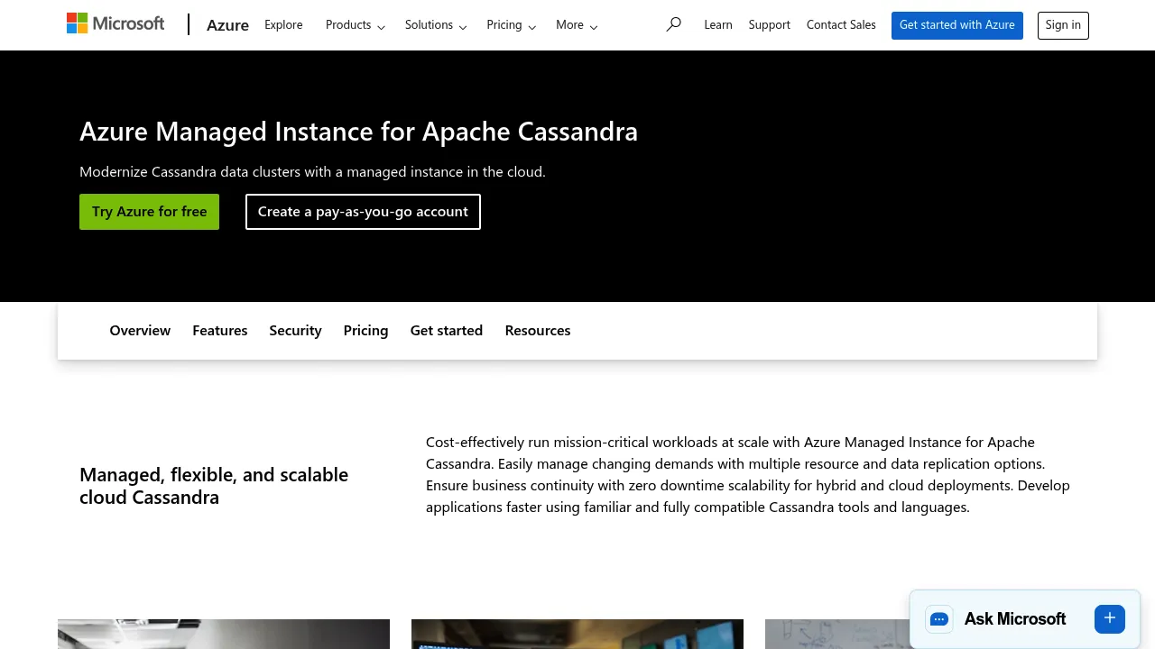 Azure Managed Instance for Apache Cassandra screenshot