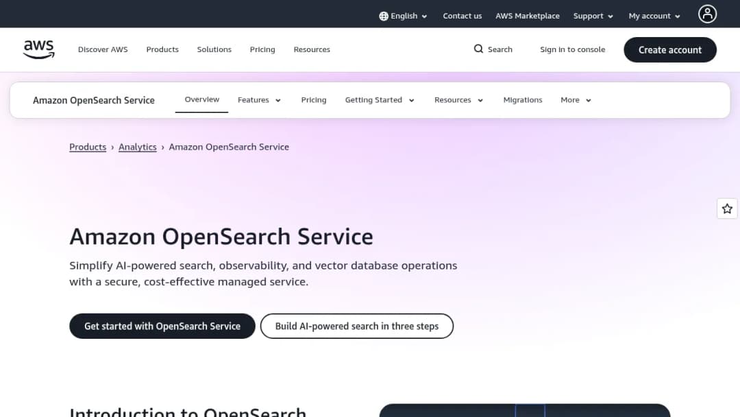 Amazon OpenSearch Service screenshot