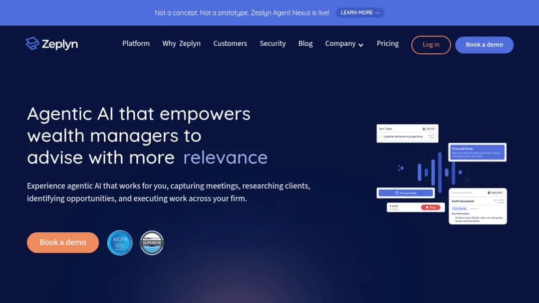 Zeplyn | Agentic AI for Wealth Managers screenshot