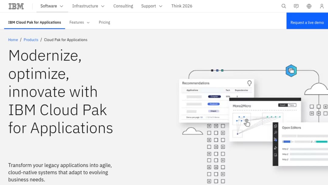 IBM Cloud Pak for Applications screenshot