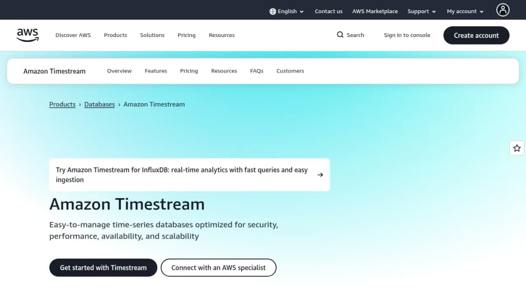 Amazon Timestream screenshot
