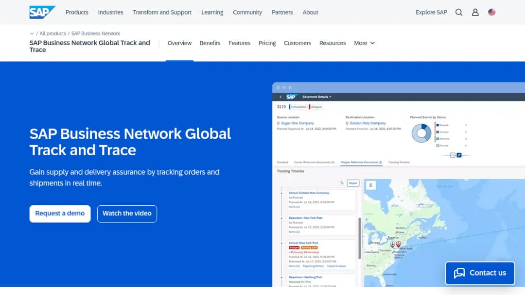 SAP Business Network Global Track and Trace screenshot