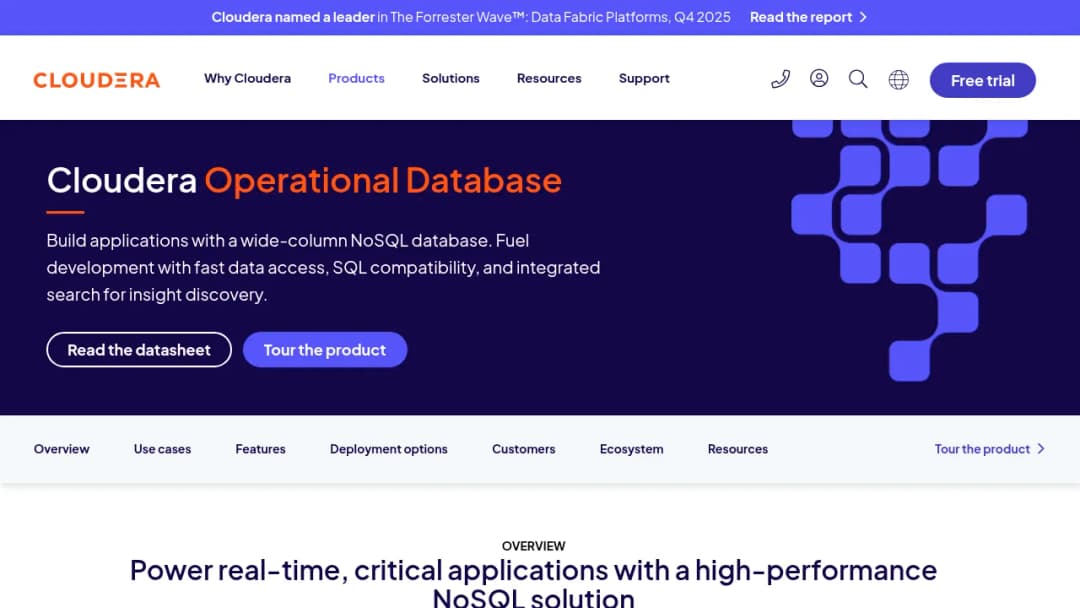 Cloudera Operational Database screenshot