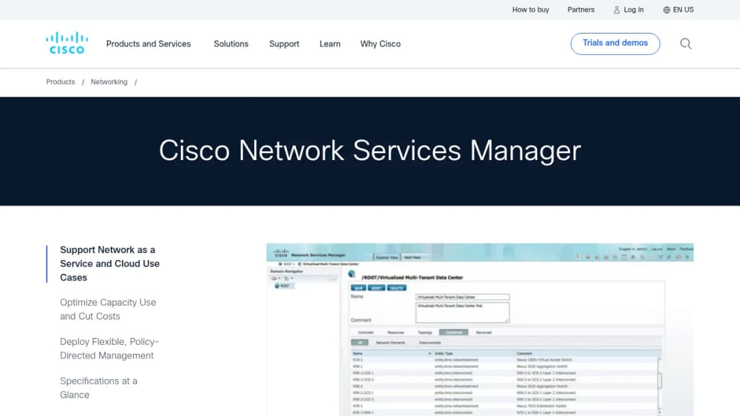 Cisco Network Services Manager screenshot