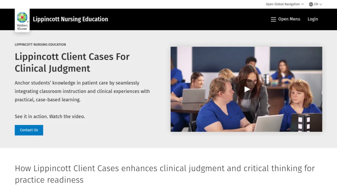 Wolters Kluwer Lippincott Client Cases for Clinical Judgment screenshot