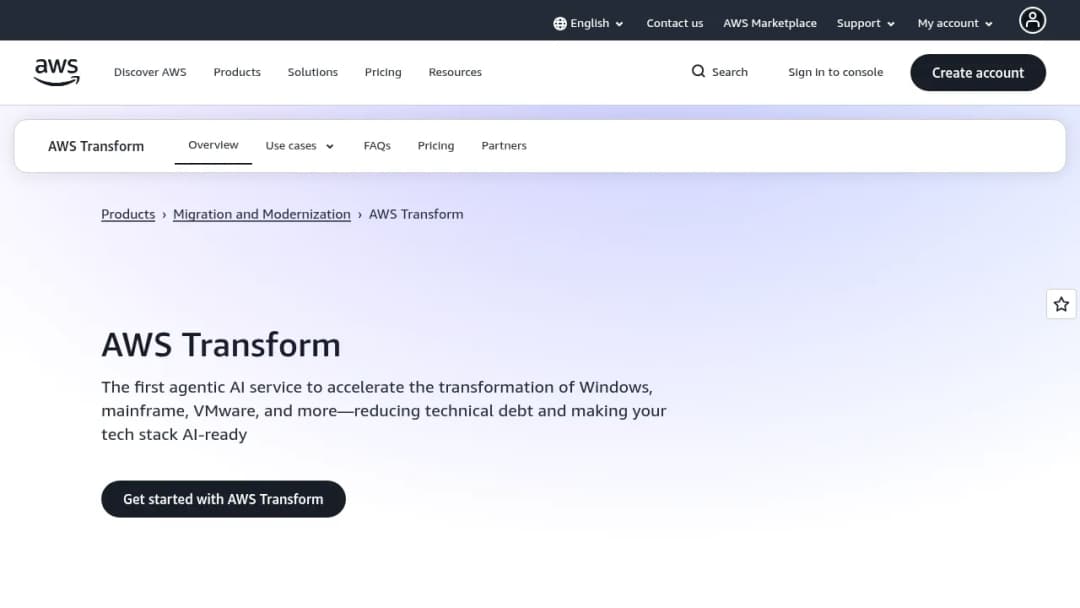 AWS Migration Hub screenshot