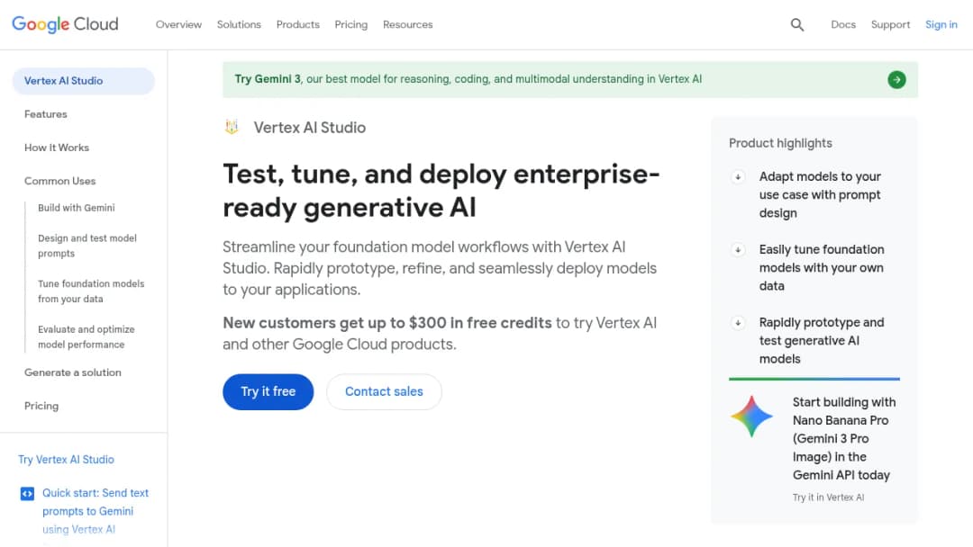 Google Vertex AI Studio screenshot