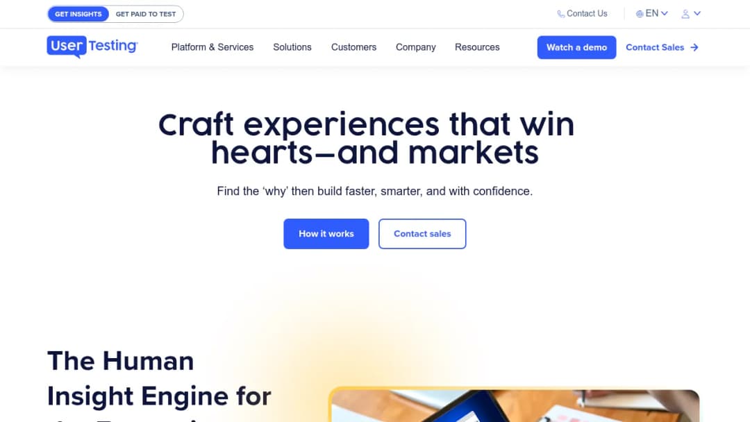 UserTesting screenshot