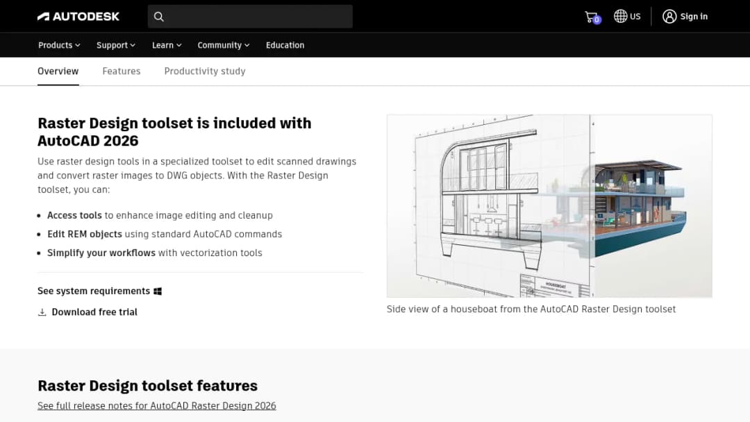 Autodesk AutoCAD Raster Design screenshot