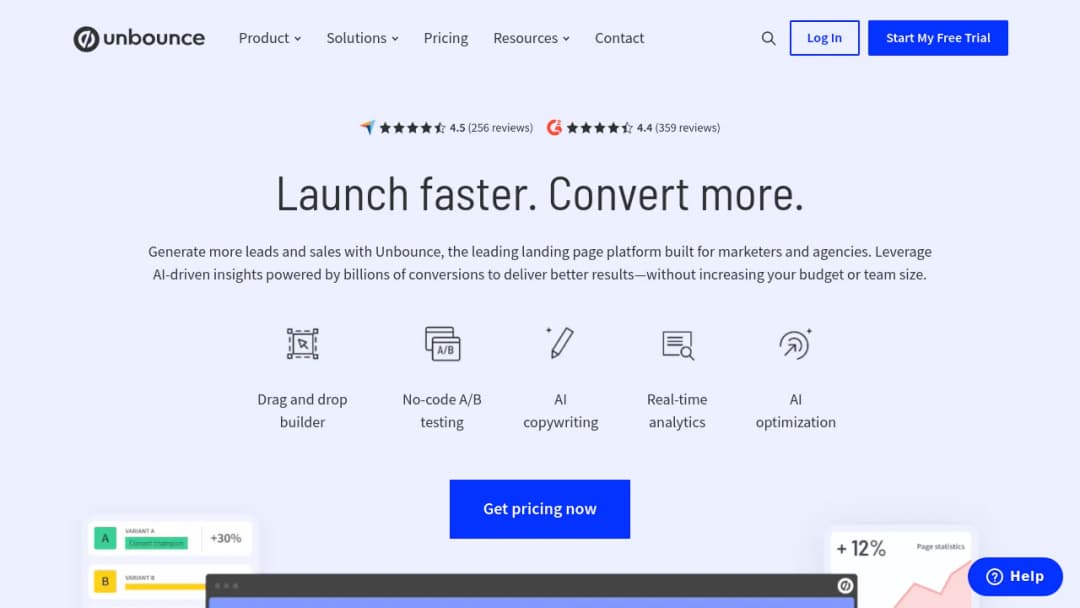 Unbounce screenshot