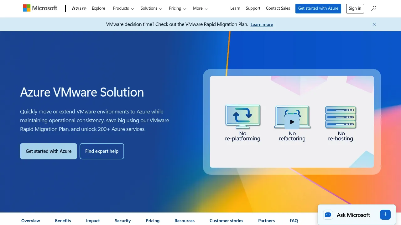 Azure VMware Solution screenshot