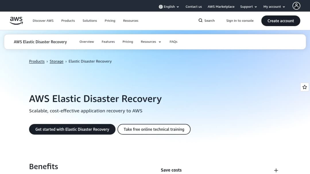AWS Elastic Disaster Recovery (DRS) screenshot