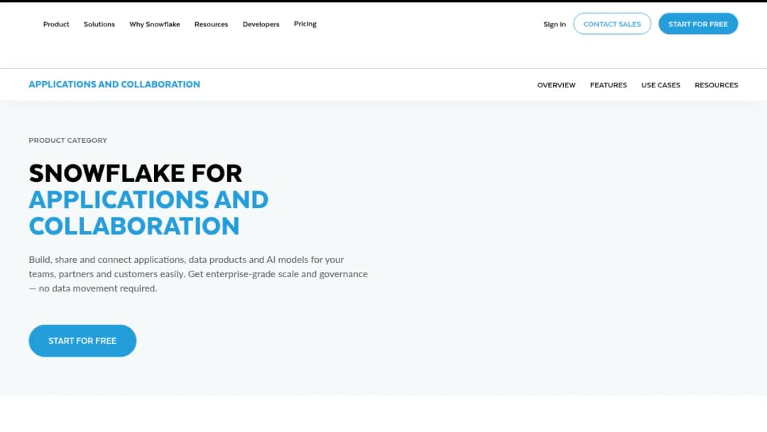 Snowflake Applications & Collaboration screenshot