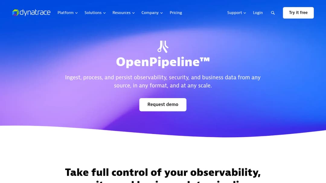 Dynatrace ExploreOpenPipeline screenshot