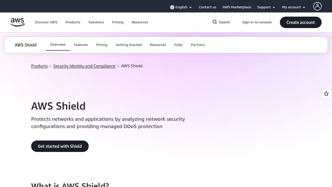 AWS Shield screenshot