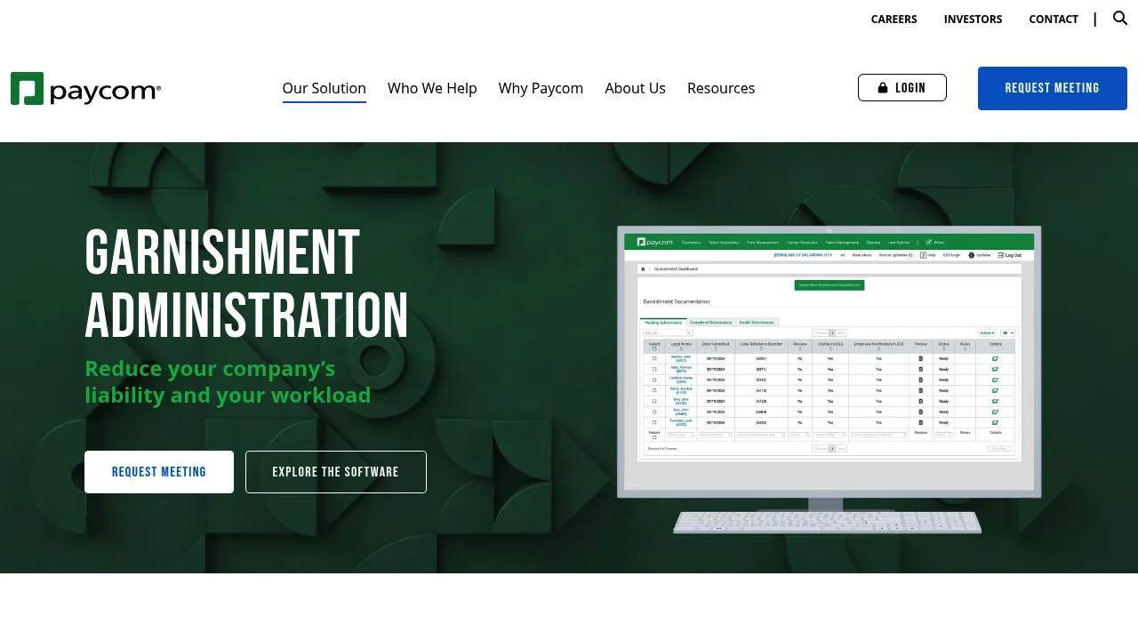 Paycom Garnishment Administration screenshot