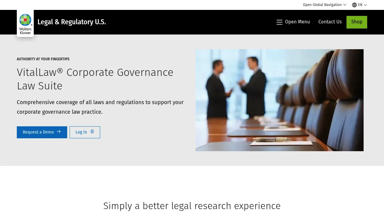 Wolters Kluwer VitalLaw® Corporate Governance Law Suite screenshot