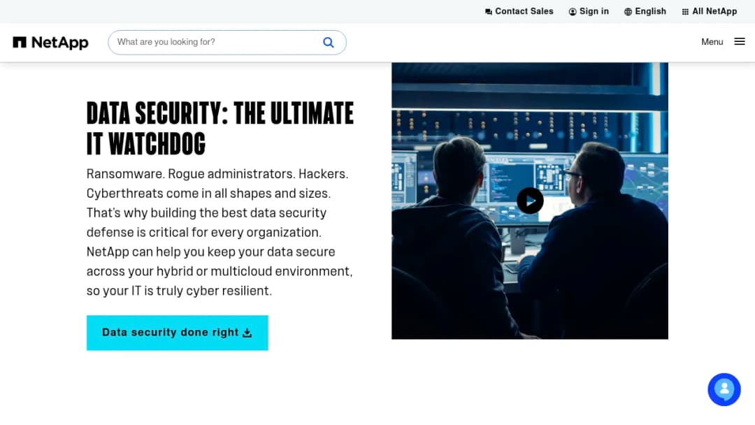 NetApp Security solutions screenshot