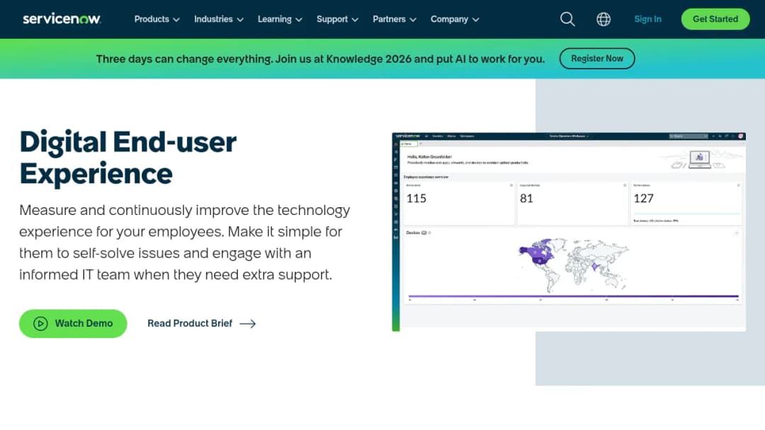 ServiceNow Digital End-user Experience screenshot