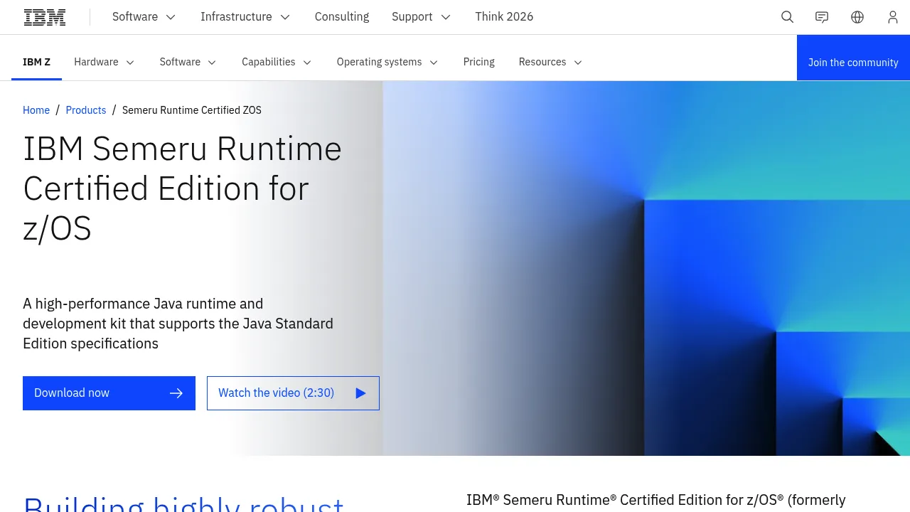 IBM Semeru Runtime Certified Zos screenshot