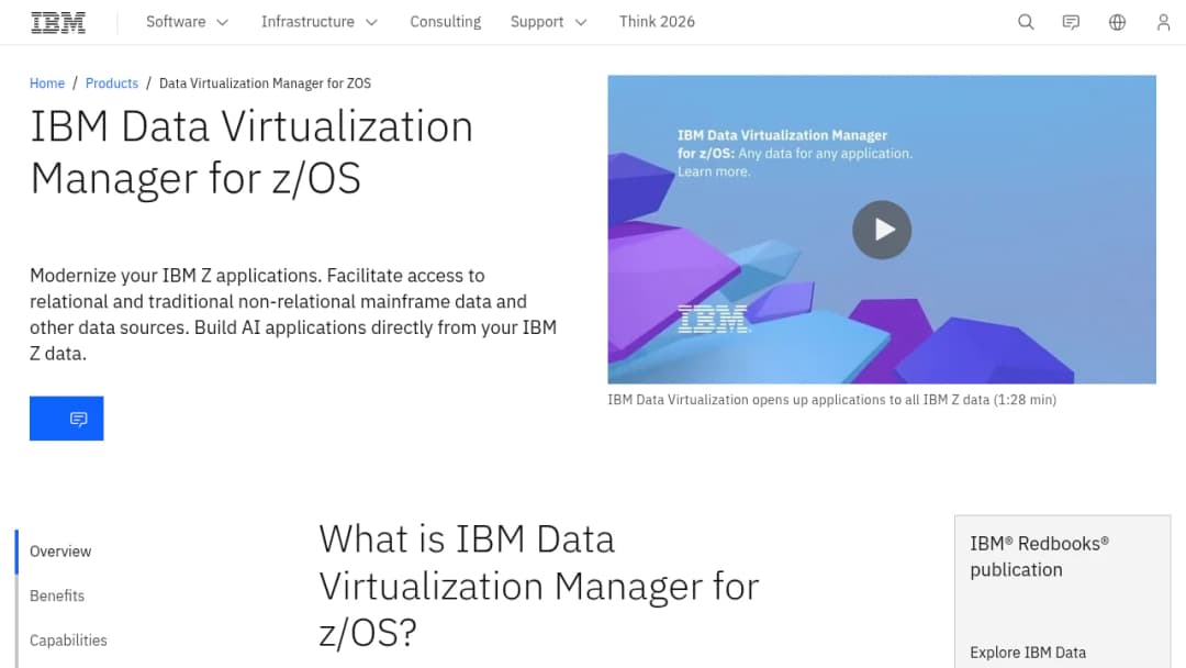 IBM Data Virtualization Manager for Zos screenshot